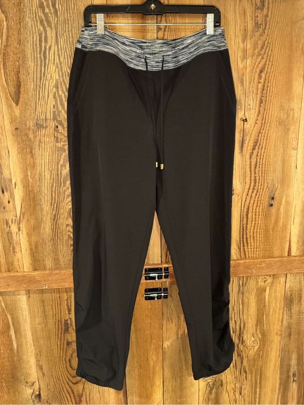 Women's Black Jogger Pants with Heather Waistband